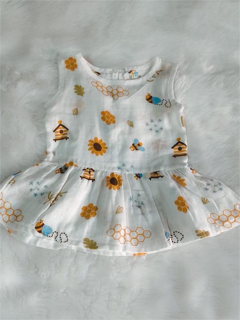 Muslin Button Frock - Little Sunbeam