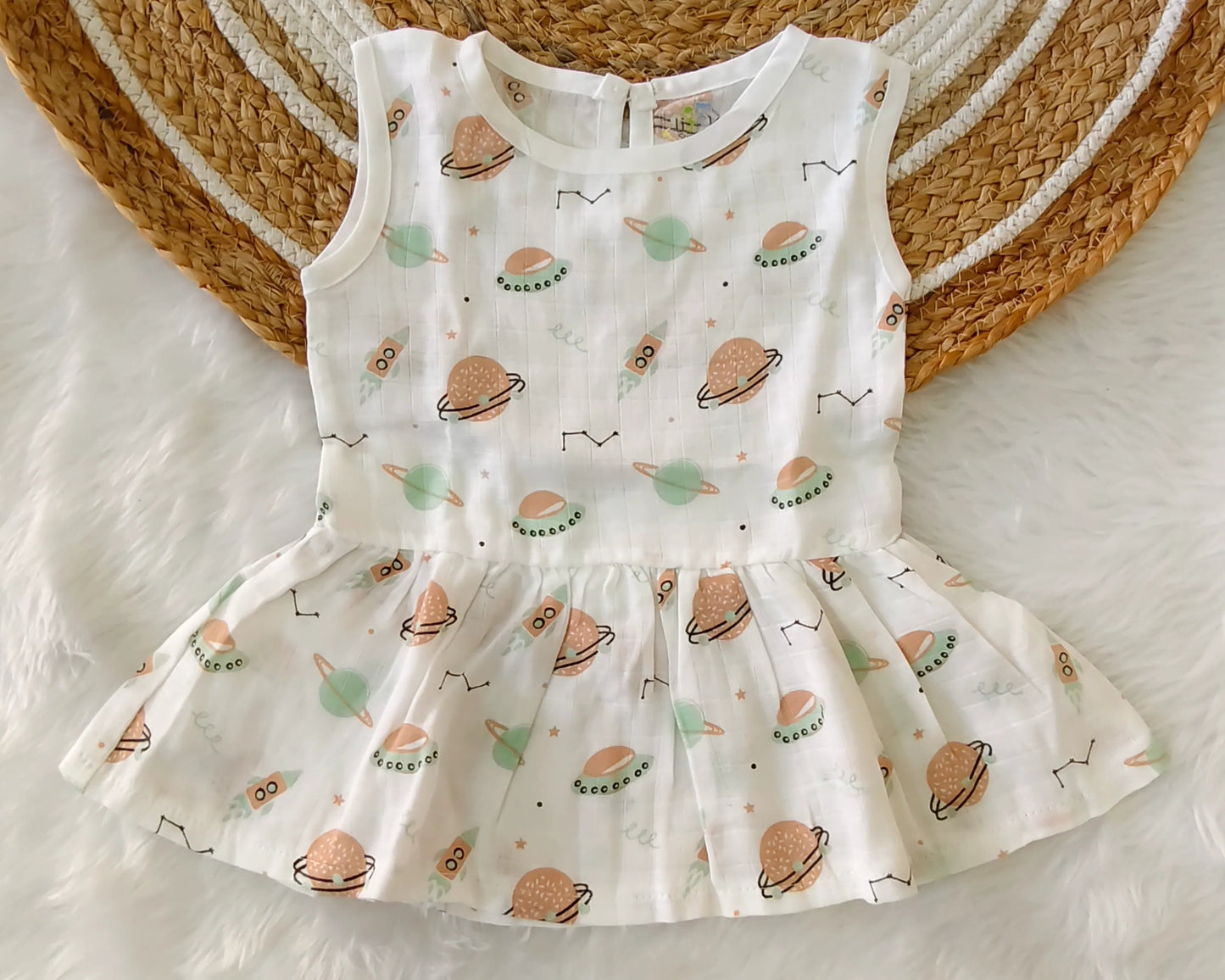 Muslin Back Button Frock | Little Sunbeam