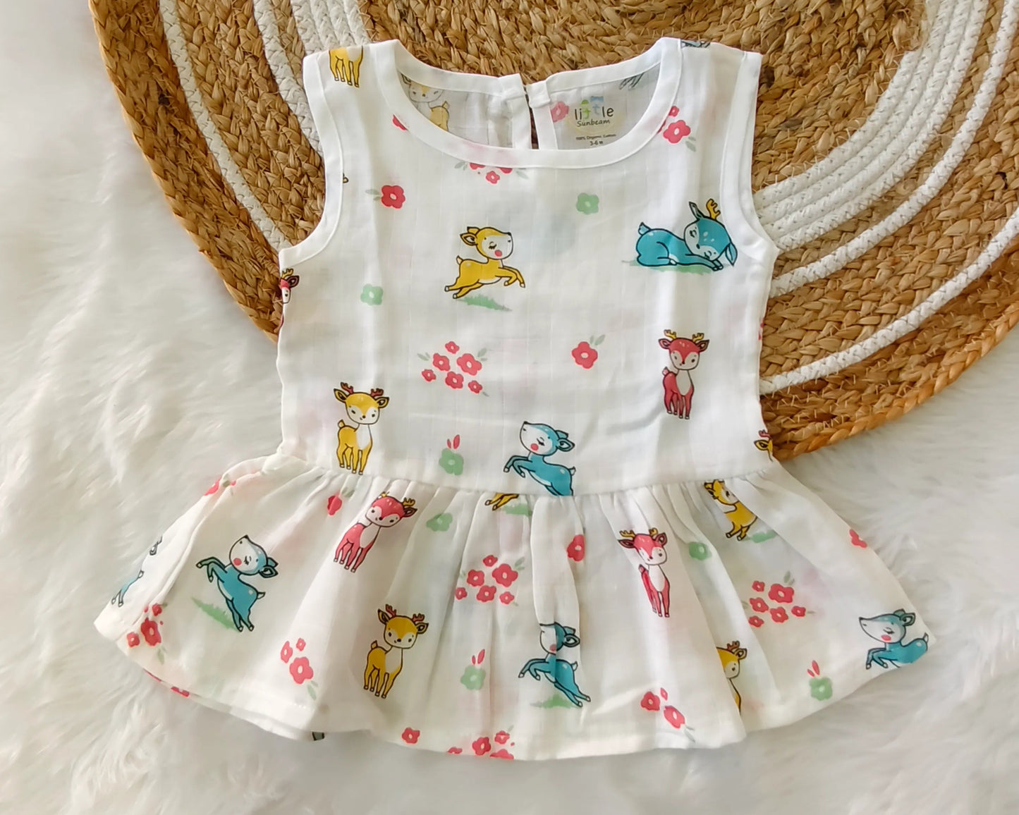 Muslin Cotton Back Button Frock | Little Sunbeam