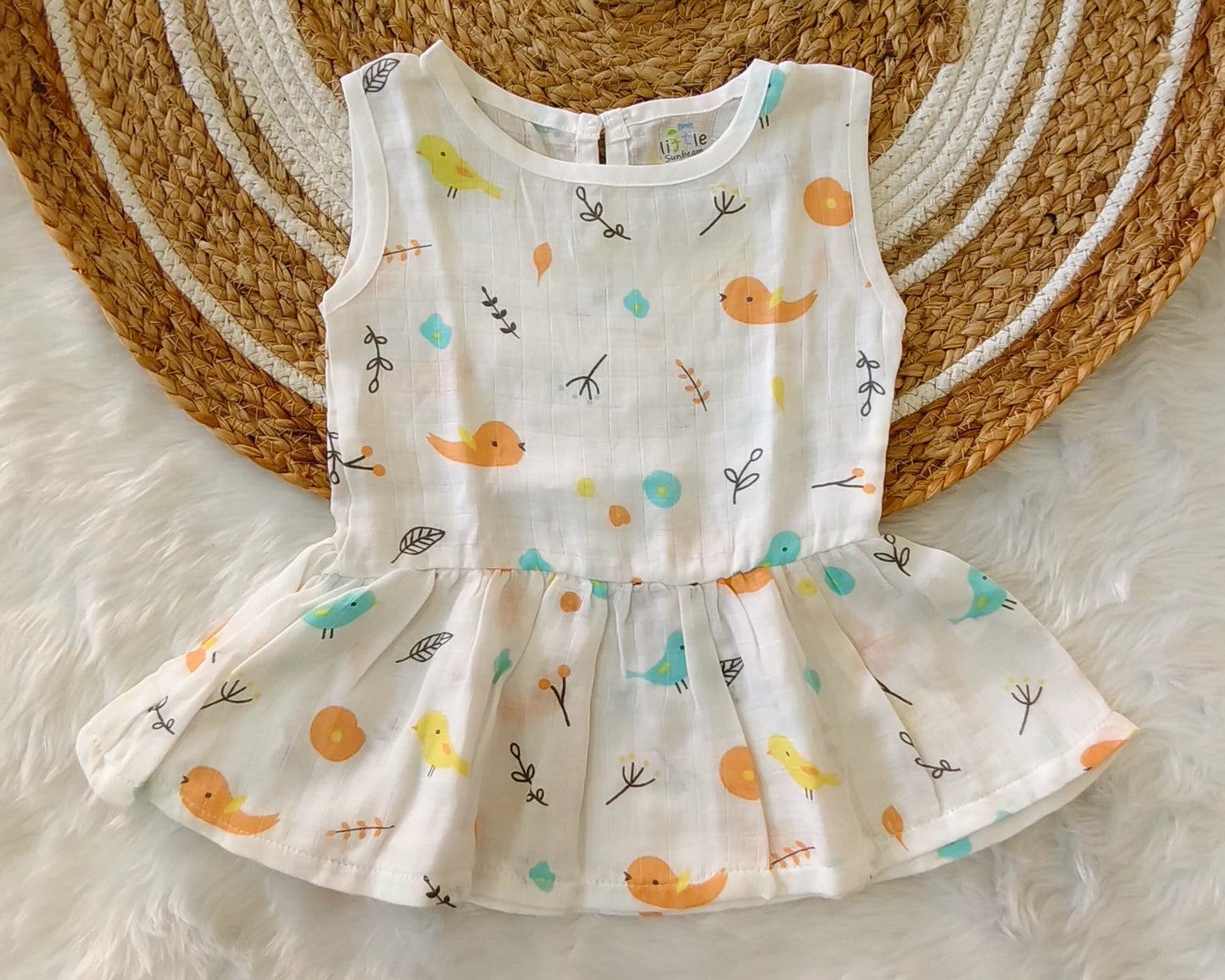 Muslin Back Button Frock | Little Sunbeam