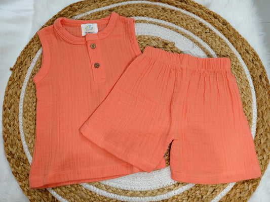 Crinkle Muslin Sleeveless Co-Ord |  Little Sunbeam