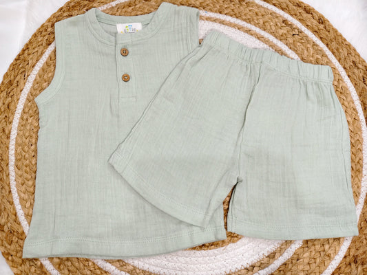 Crinkle Muslin Sleeveless Co-Ord |  Little Sunbeam