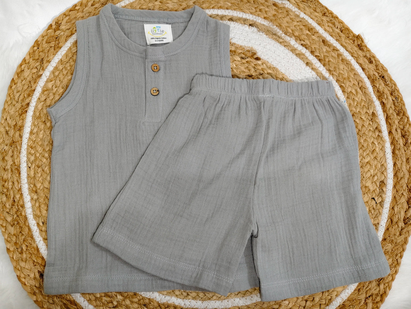 Crinkle Muslin Sleeveless Co-Ord |  Little Sunbeam