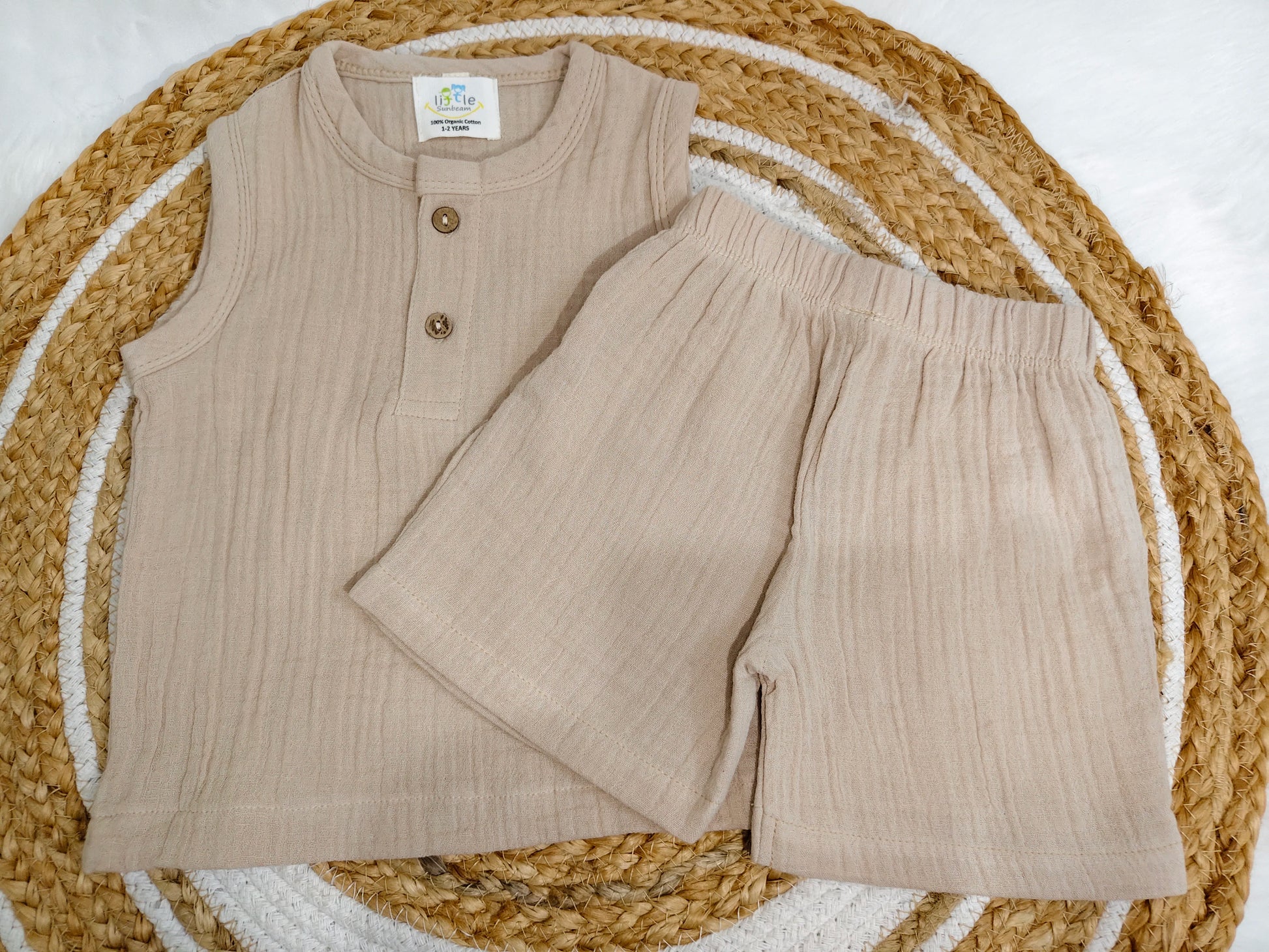 Crinkle Muslin Sleeveless Co-Ord |  Little Sunbeam