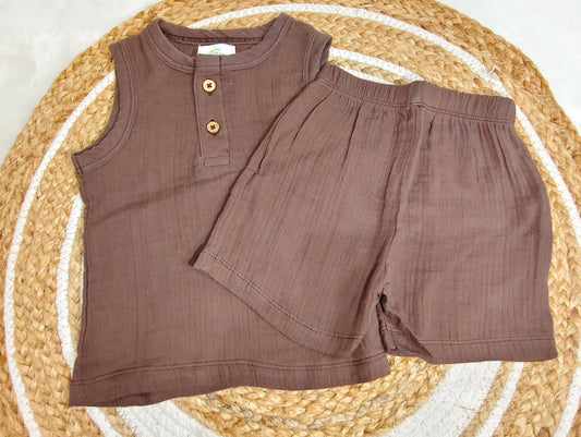 Crinkle Muslin Sleeveless Co-Ord |  Little Sunbeam